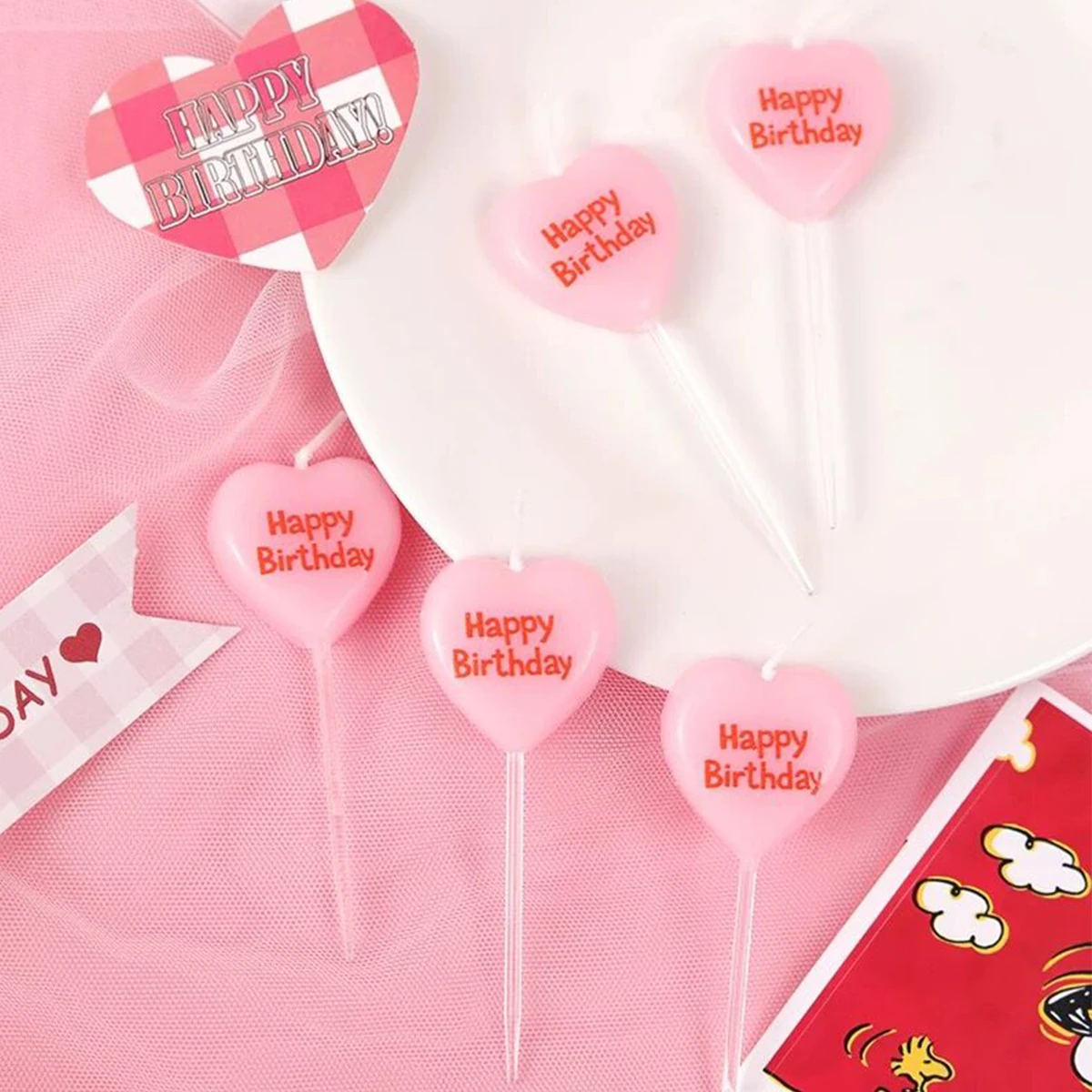 5pcs Cute Heart Shaped Birthda - Zebra Candle Supplies review and price